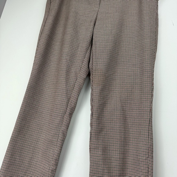 Zara Herringbone Trouser Pants Sz Large Ruffle Pockets High Rise Black White Red - Picture 9 of 15
